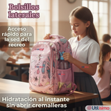 Mochila Escolar Con Estuche 43cm Tela Oxford Impermeable Niña