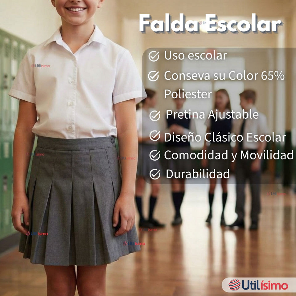 Falda Escolar Color Gris Para Niñas