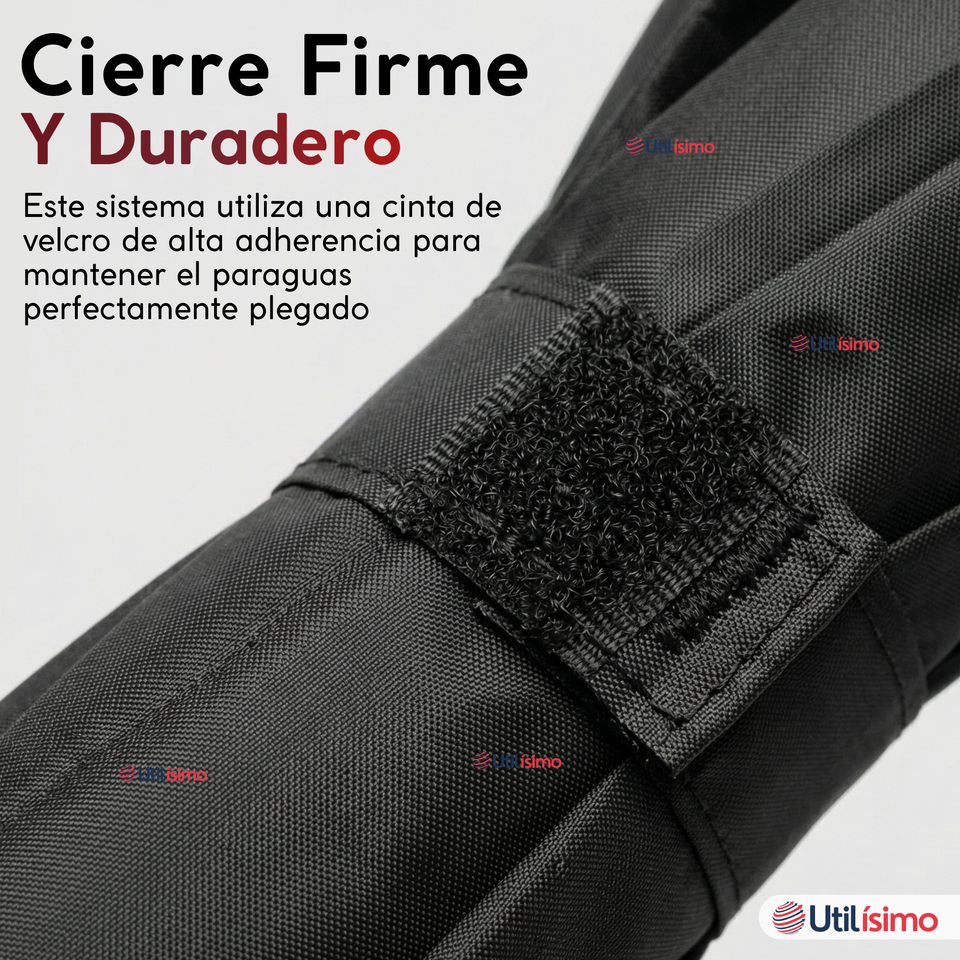 Paraguas Impermeable Grande 113Cm Sombrilla Automática Mango Largo Negro