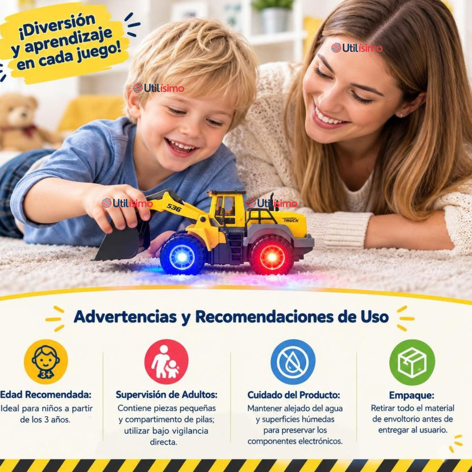 Excavadora Juguete Infantil Camión De Luces y Sonidos Interactivo Niño