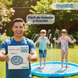 Alfombra De Agua Piscina A Chorros Cascada Niños Color Celeste 170cm