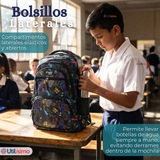 Mochila Escolar + Estuche + Lonchera 45cm Tela Oxford Estampado de Dinosaurio Niño