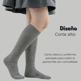 Pack 6 Calcetínes Escolares Largo Algodón Gris Niñas