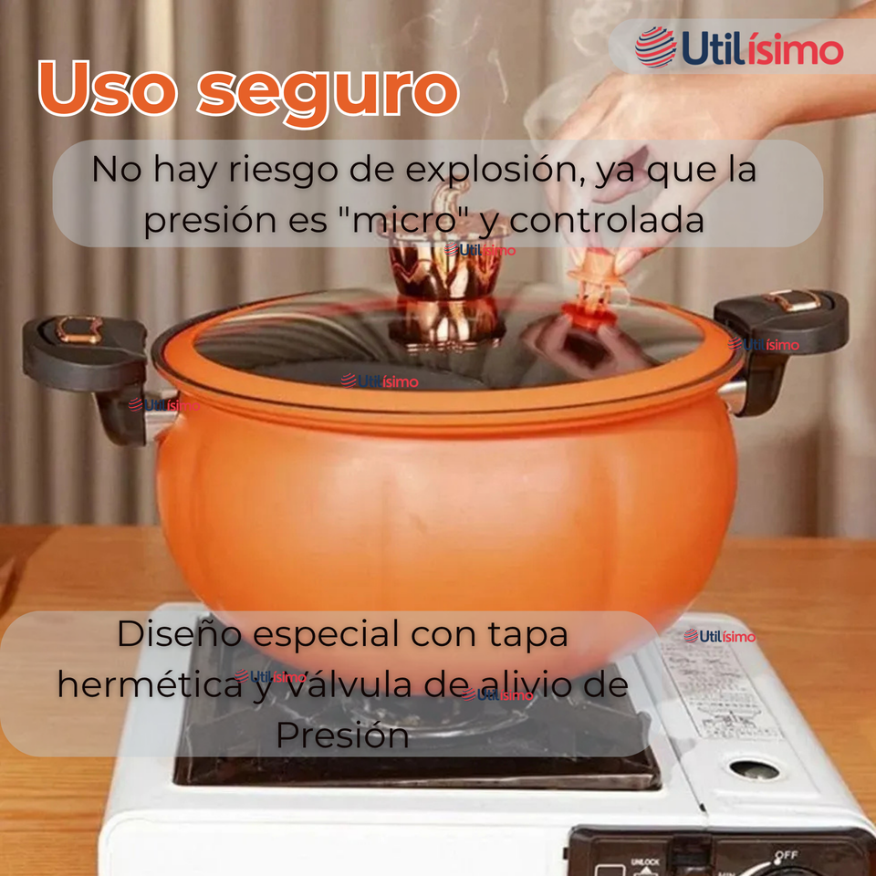 Olla De Micro Presión De Calabaza Antiadherente 7 Litro Color Naranja