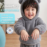 Buzo Polerón Conjunto Polar Niño Niña Con Capucha Gris