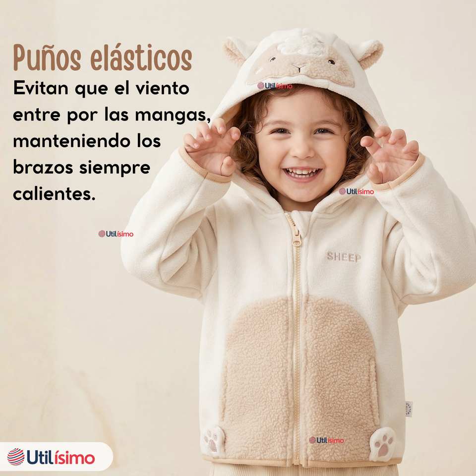 Polerón Polar Con Capucha Invierno Bebé Niña Fluffy Sheep