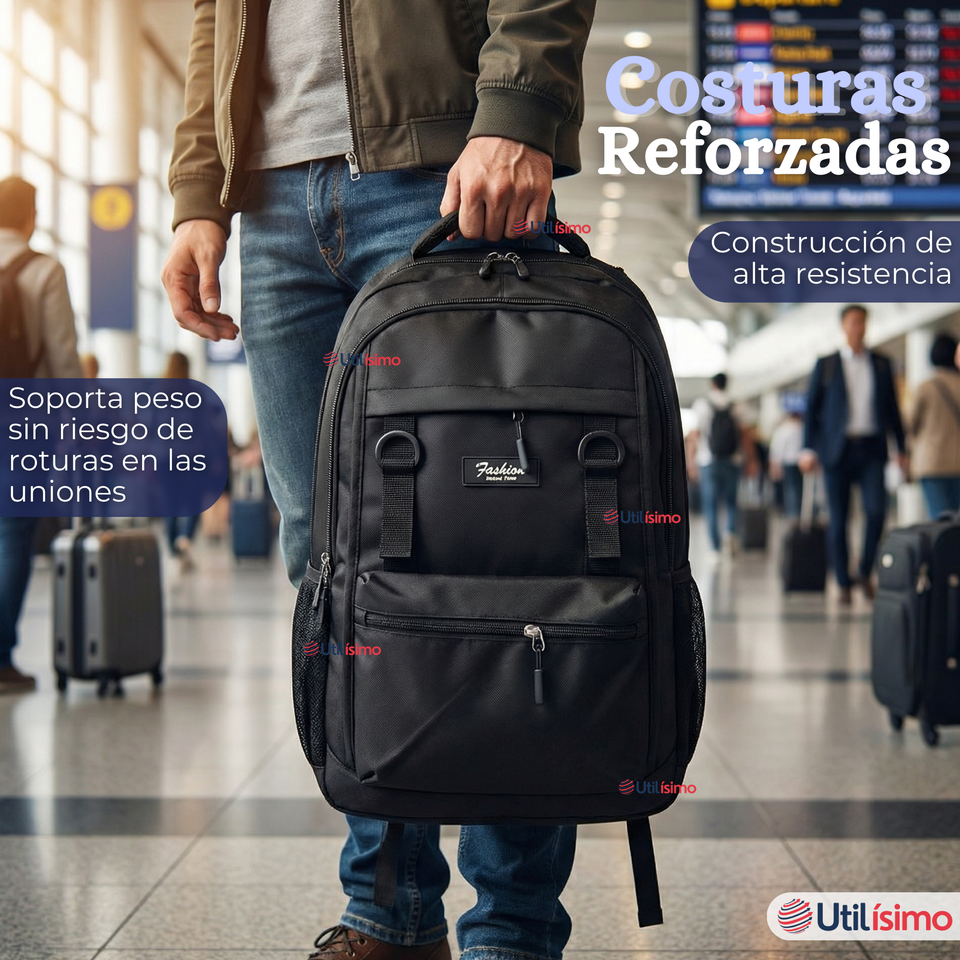 Mochila Ejecutiva Notebook Escolar Impermeable Resistente Viaje Cabina 44cm Negro 20L
