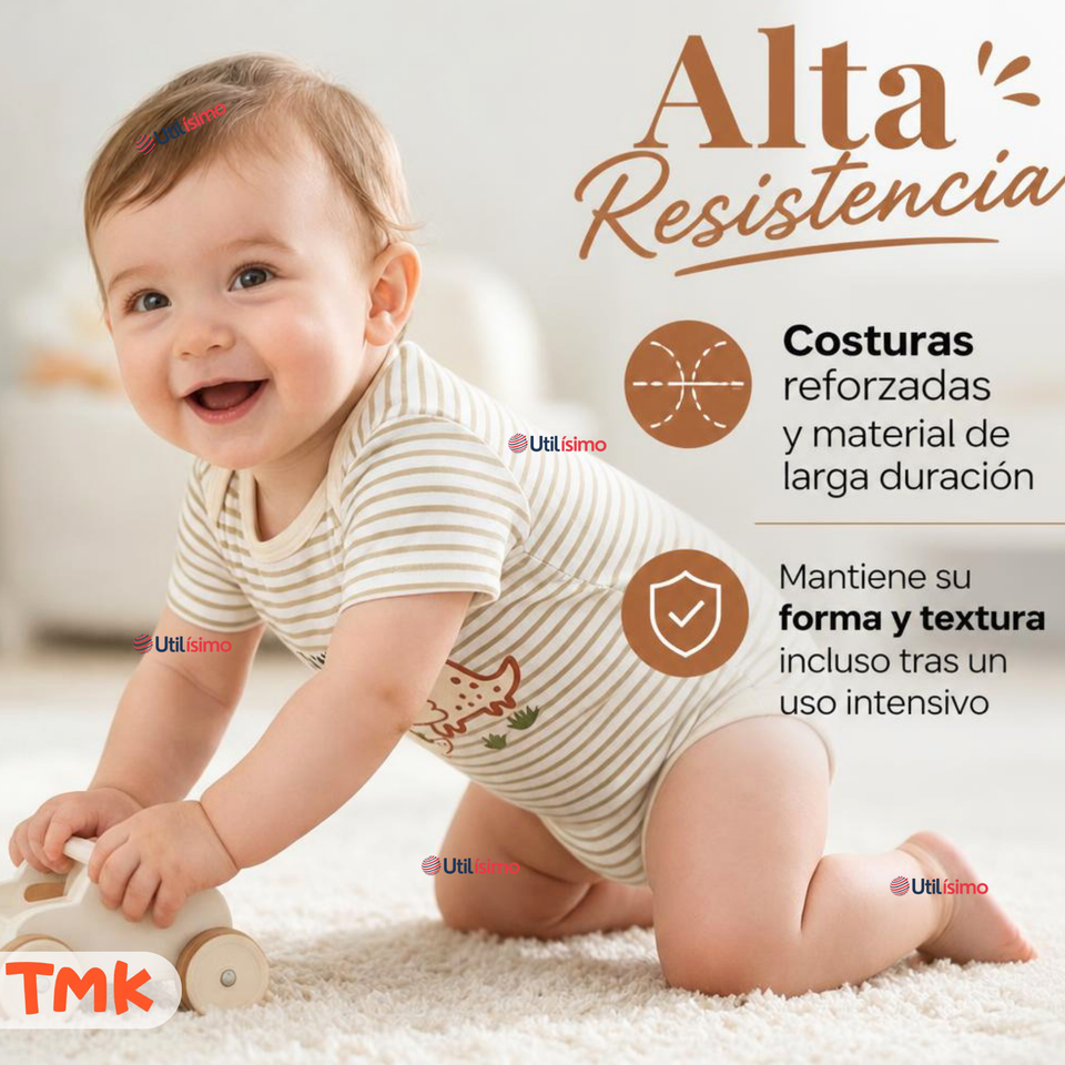 Pack 5 Bodys Manga Corta %100 Algodón Tedmimak Niño Dino Explorer