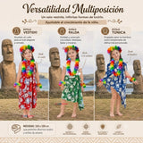 Pack 6 Trajes Páscuense Pareo Hawaiano Surtido Niña Con Accesorios