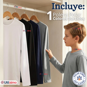 Polera Camiseta Polar Primera Capa Cuello Redondo Manga Larga Colores Surtido Niño