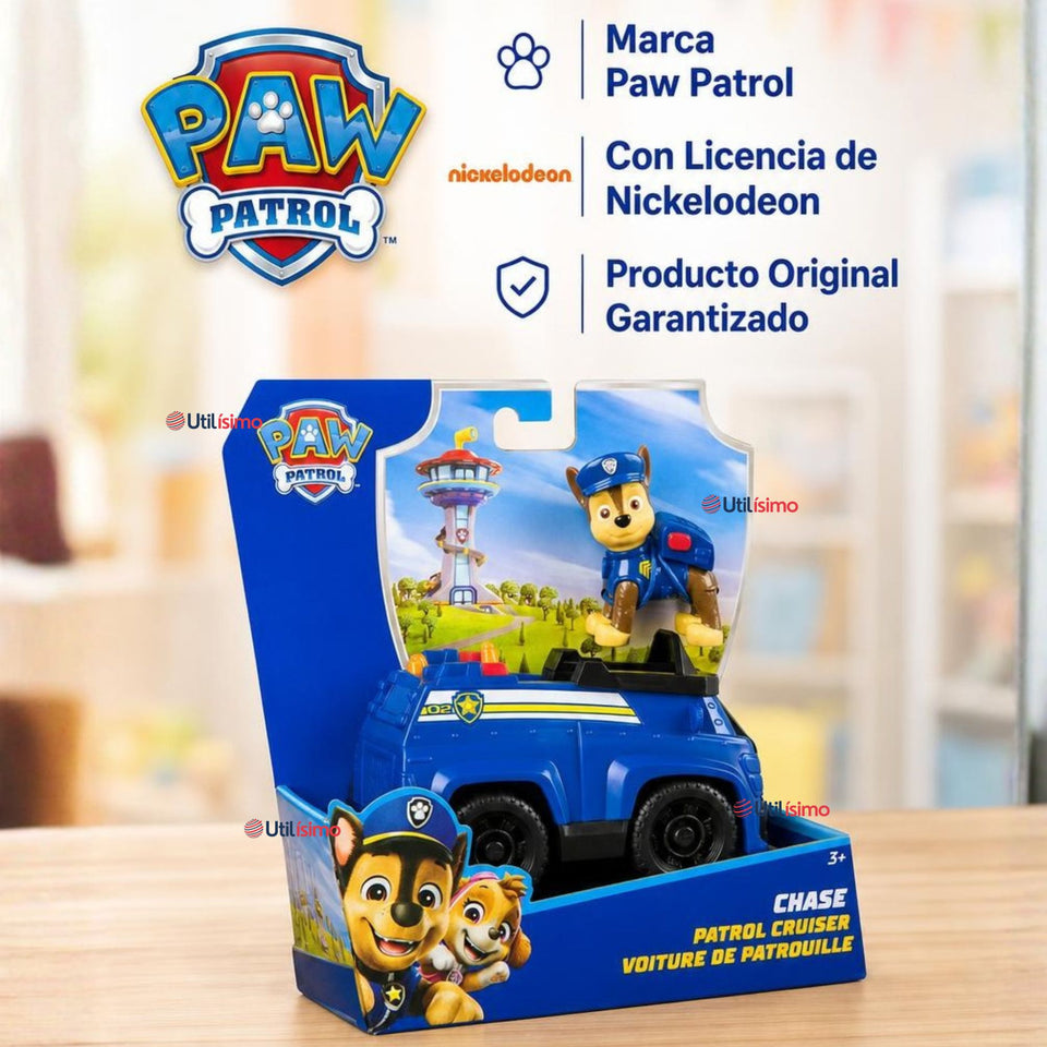 Vehículo Patrulla de Chase Paw Patrol con Figura Coche de Policía para Niños