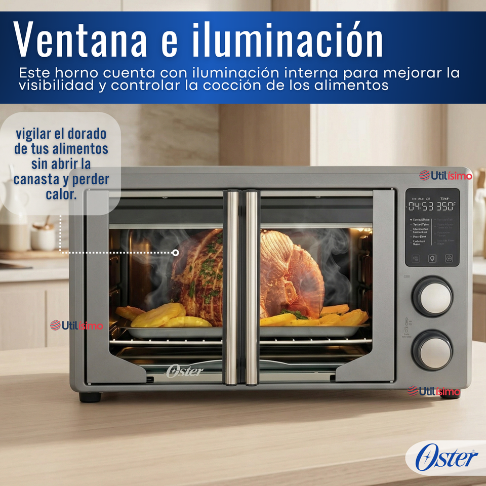 Horno con freidora de aire digital Oster® de 42 litros, puertas francesas, TSSTTV42FDDAFNS 1700W