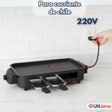 Parrilla Eléctrica de mesa Raclette 2 En 1 Sin Humo 1500w de Potencia Negra