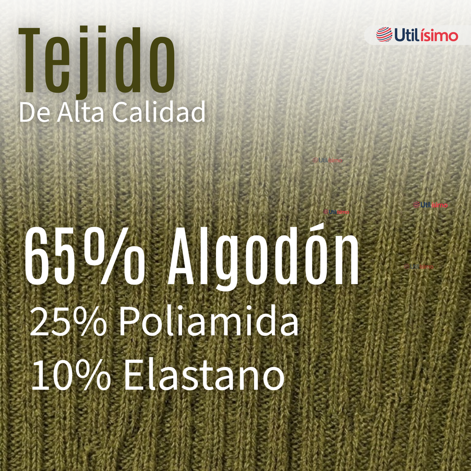 Pack 3 Pares Calcetines Táctico Militar Verde 65% Algodón Transpirables