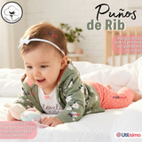 Conjunto 3 Piezas Buzo Pantalón Polerón Body De Algodón Verde Flores Bebé Niña