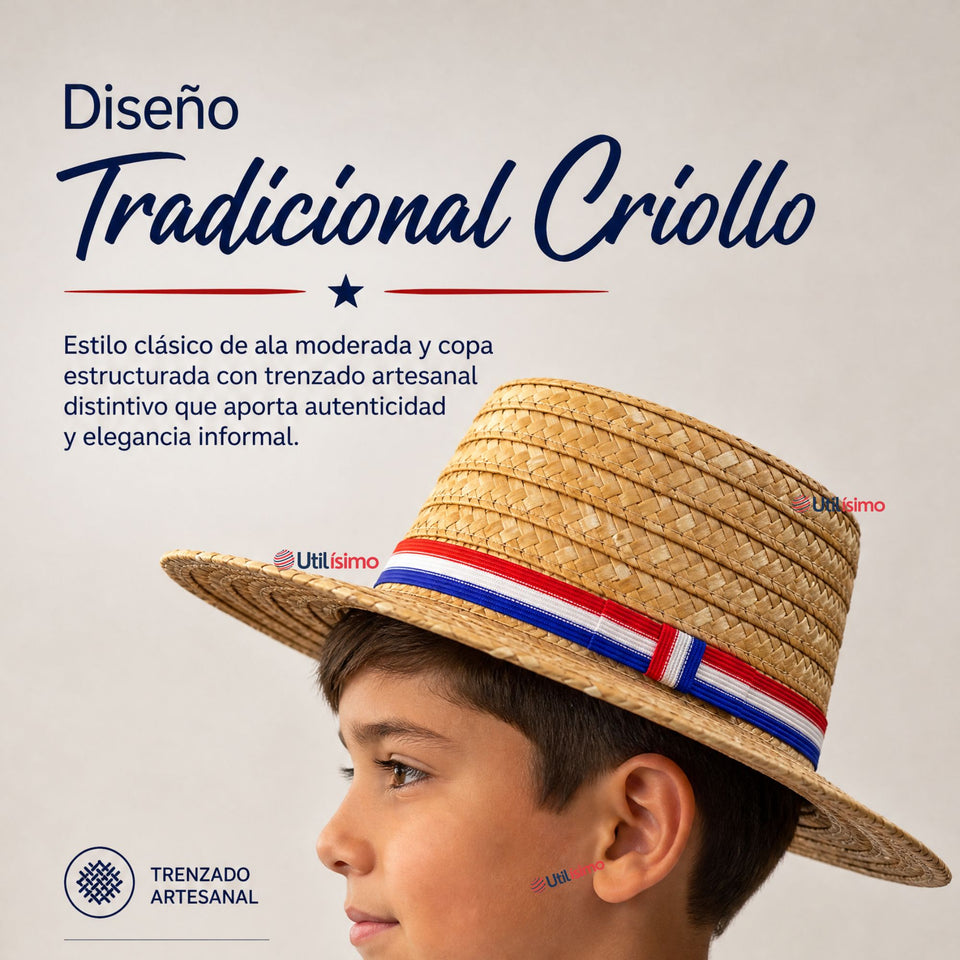 Sombrero Chupalla Huaso Juvenil Fiestas Patrias Chile Niño