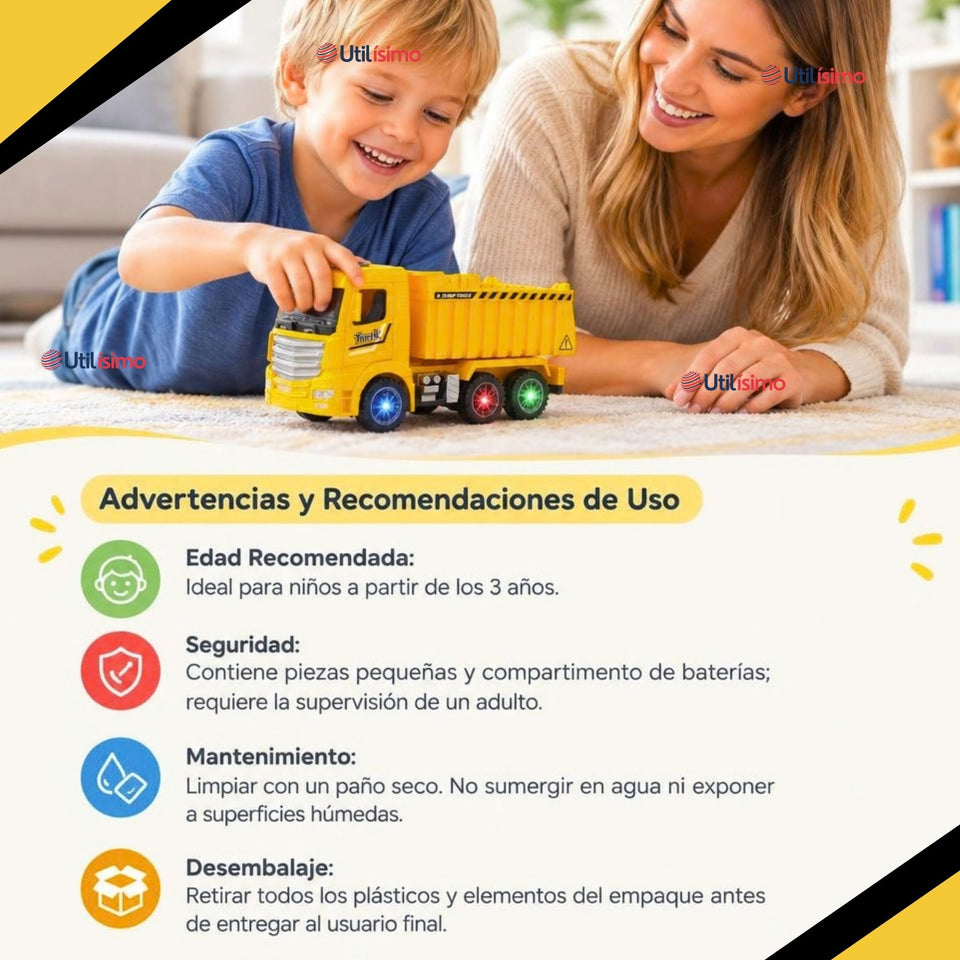 Camión Tolva Juguete Infantil Camión De Luces y Sonidos Interactivo Niño