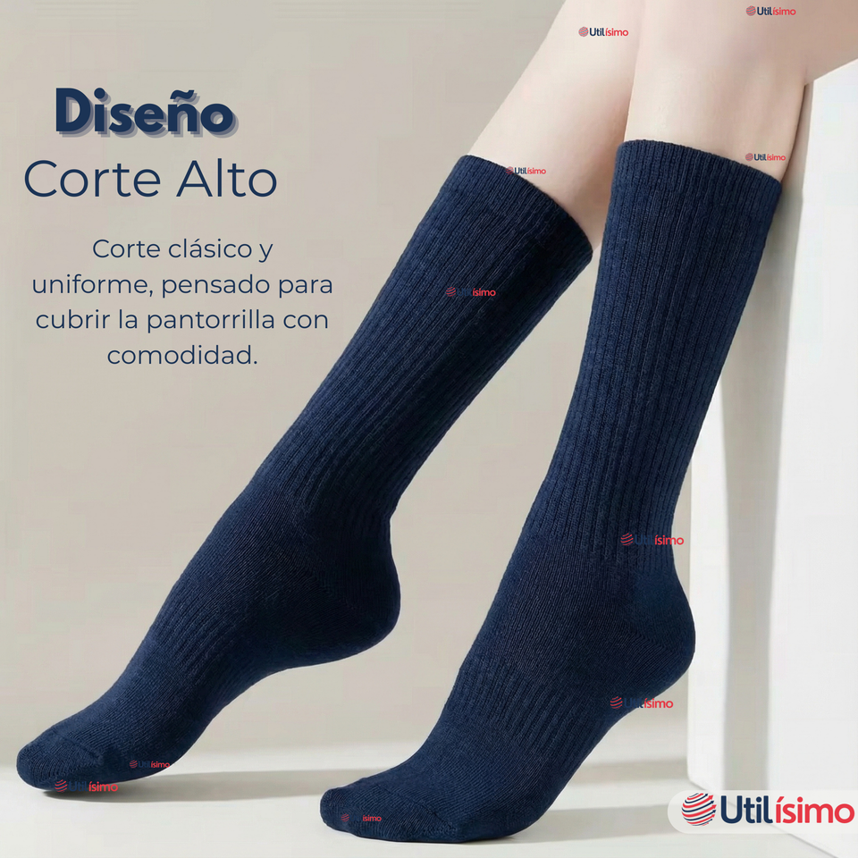 Calcetín Escolar Largo Bambú Azul Niñas
