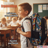 Mochila Escolar Kit Con Estuche y Lonchera 43cm Tela Oxford Niño