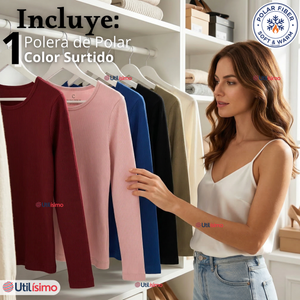 Camiseta Polera Polar Primera Capa Acanalada Reductora Manga Larga Colores Surtidos Mujer
