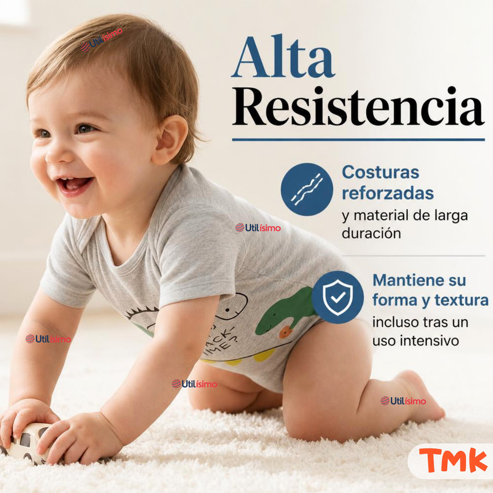 Pack 5 Bodys Manga Corta %100 Algodón Tedmimak Niño Little Adventurer