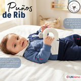 Conjunto 2 Piezas Buzo Pantalón Y Polerón Con Capucha De Algodón Azul Bebé Niño
