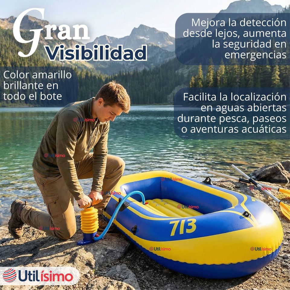 Bote Inflable Kayak + Remos + Bombín + Parches Capacidad 160kg 183x93cm