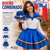 Pack 3 Trajes Nortinos Juveniles Con Poleras 4 Piezas Azul Baile Típico Fiestas Patrias