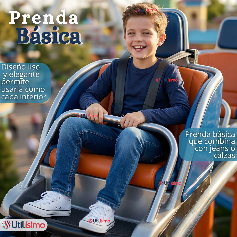 Pack 6 Poleras Camisetas Bambú Cuello Redondo Primera Capa Manga Larga Colores Surtido Niño