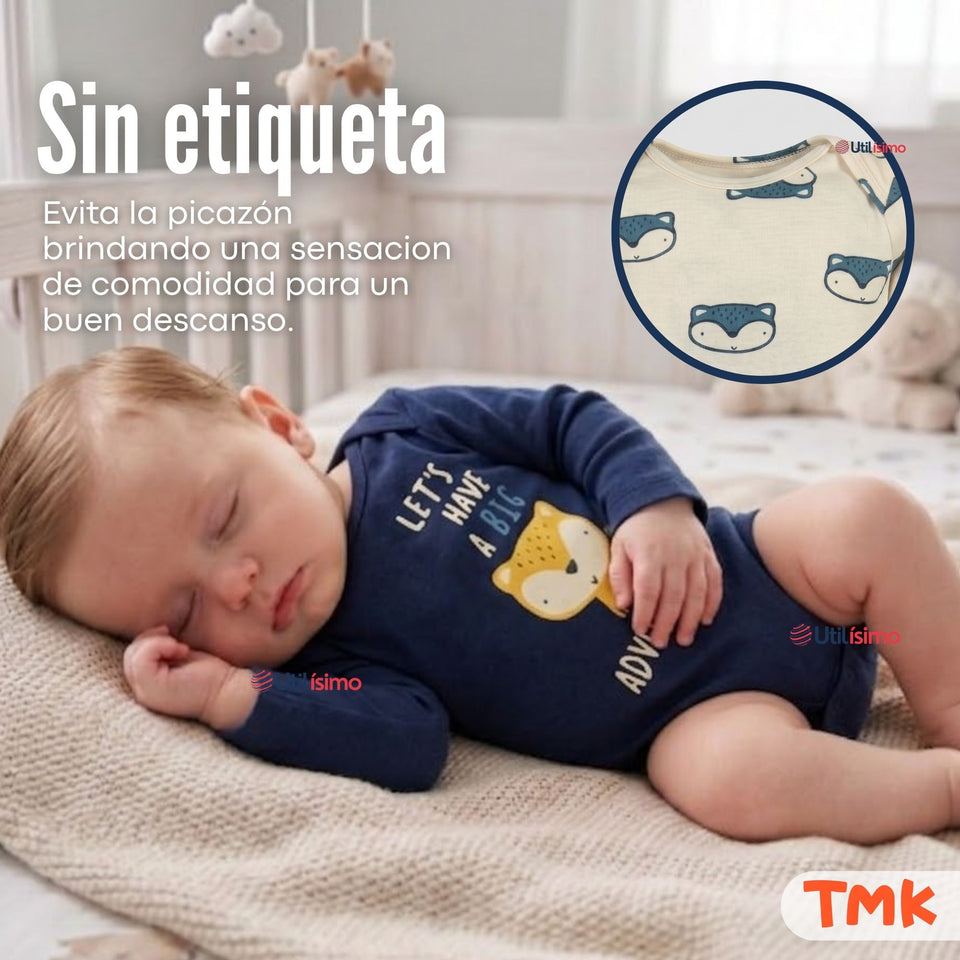 Pack 5 Bodys Manga Larga 100% Algodón Tedmimak Sweet Nature Bebé Niño