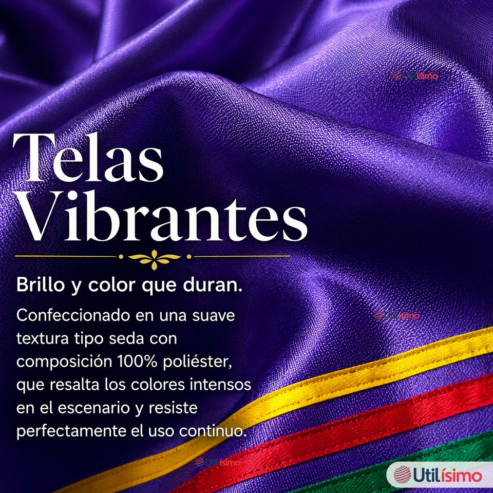 Pack 3 Trajes Nortinos Juveniles Con Poleras 4 Piezas Morado Baile Típico Fiestas Patrias