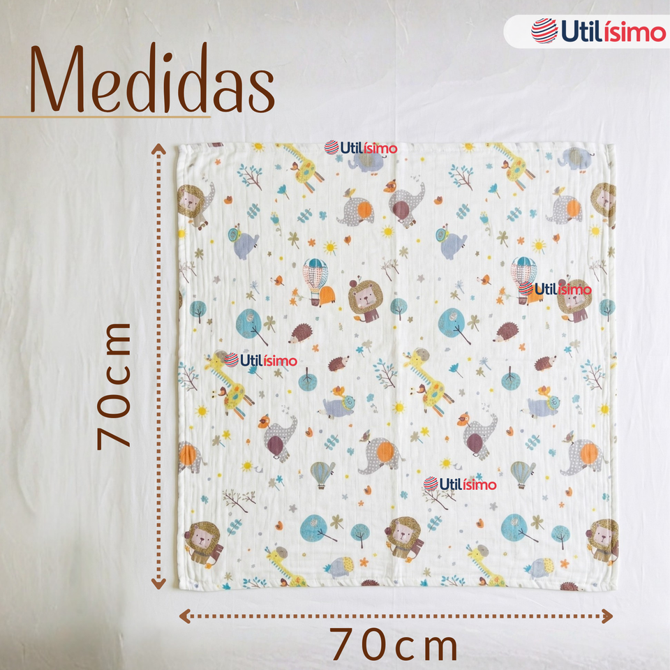 Manta Muselina 70x 70 CM Bebé Niño Multiuso 100% Algodón Colores Surtidos