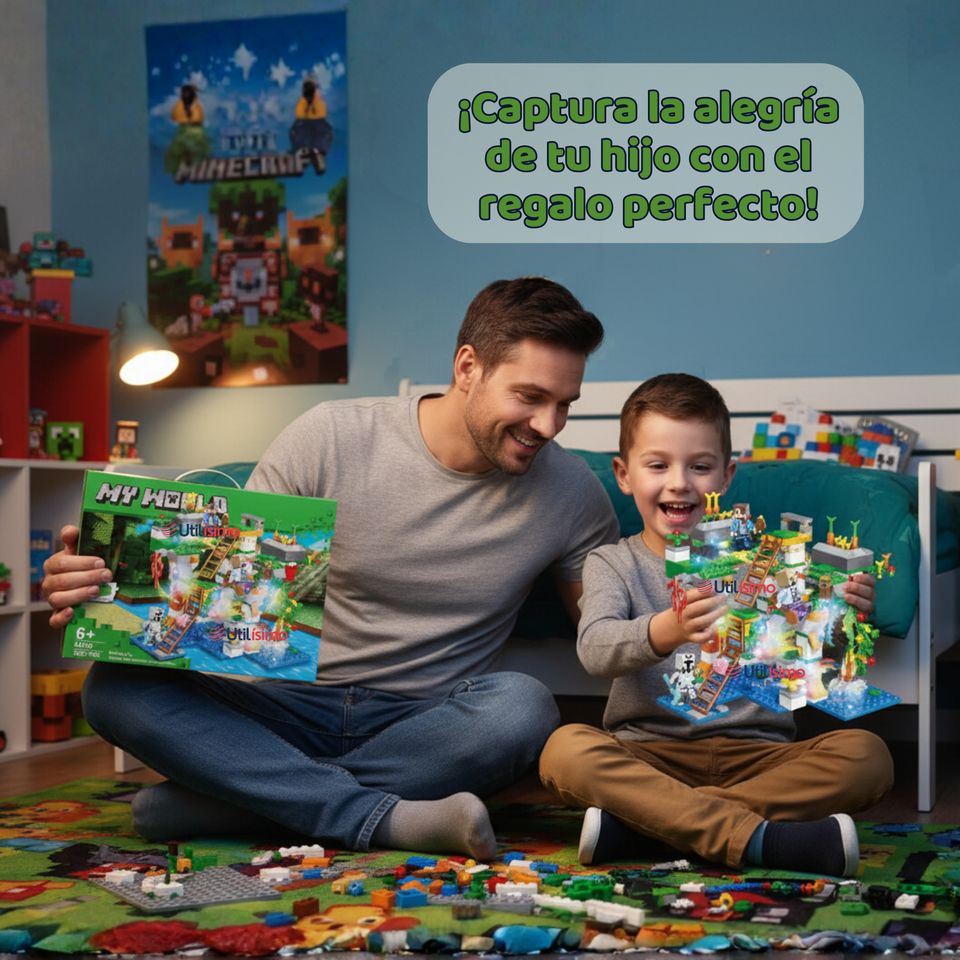 Juguete Bloques de Construcción My World Con Luces 562 Piezas Niño