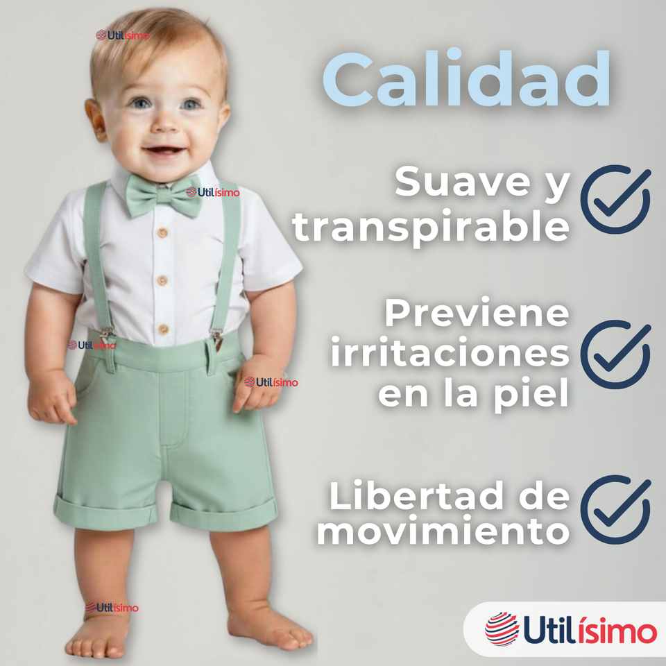 Conjunto de Vestir con Tirantes Camisa Pantalón Corto Algodón