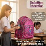 Mochila Escolar Con Estuche 36cm Tela Oxford Impermeable Niña