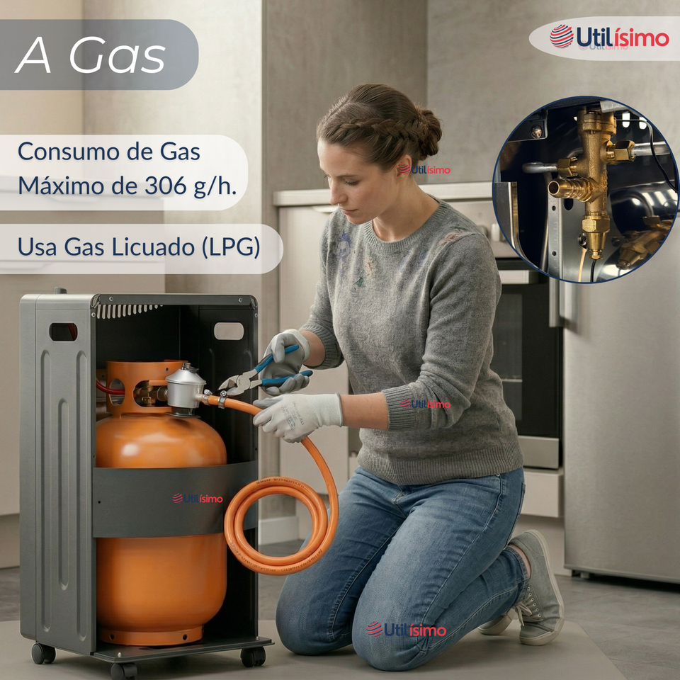 Estufa Hibrida Gas Eléctrica Plegable Con Accesorios 5kg A 15kg  GLP - Eficiencia Energética Clase A