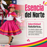 Pack 3 Trajes Nortinos Niña 3 piezas Fucsia Baile Típico Fiestas Patrias