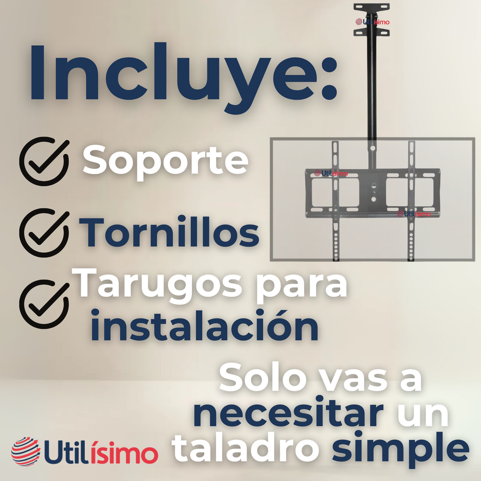 Soporte TV Pared Techo Ajustable 68Kg 32 a 85 Pulgadas 32 40 43 50 55 60 65 70 75 77 80 82 85