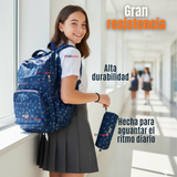 Mochila Escolar Con Estuche 46cm Poliéster Impermeable Niña Juvenil