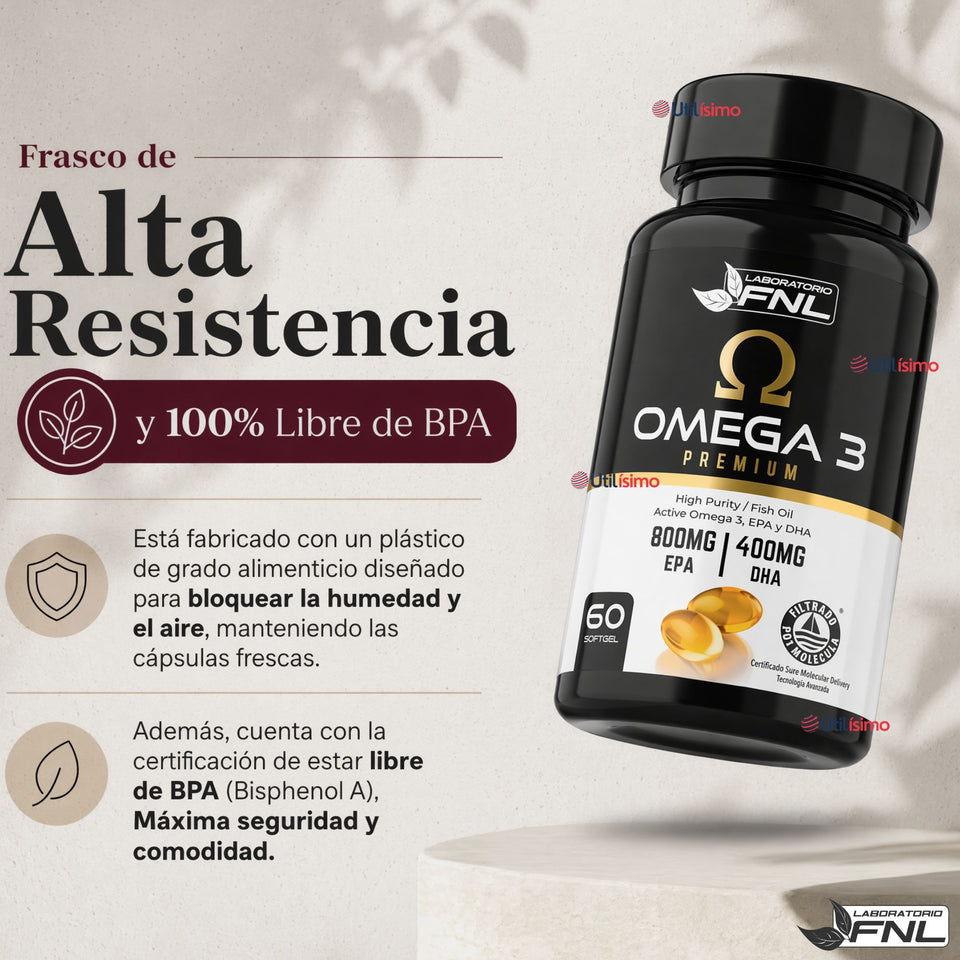 Omega 3 Premium FNL 800mg Epa, 400mg Dha, 60 Cápsulas