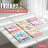 Pack 5 Cuadernos Universitarios Hello kitty 100 Hojas Proarte Diseño Surtido