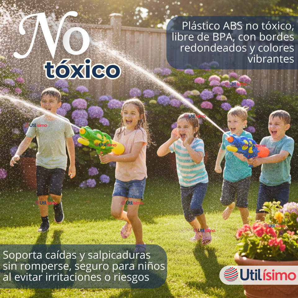 Pistola De Agua 500ml 45cm Colores Surtidos Juguete Lanza Agua Niño Niña