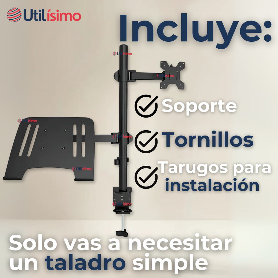 Soporte Brazo Doble Articulado Para Monitor Y Notebook Escritorio 15 a 33 Pulgadas 15 17 19 22 24 27 28 29 30 32