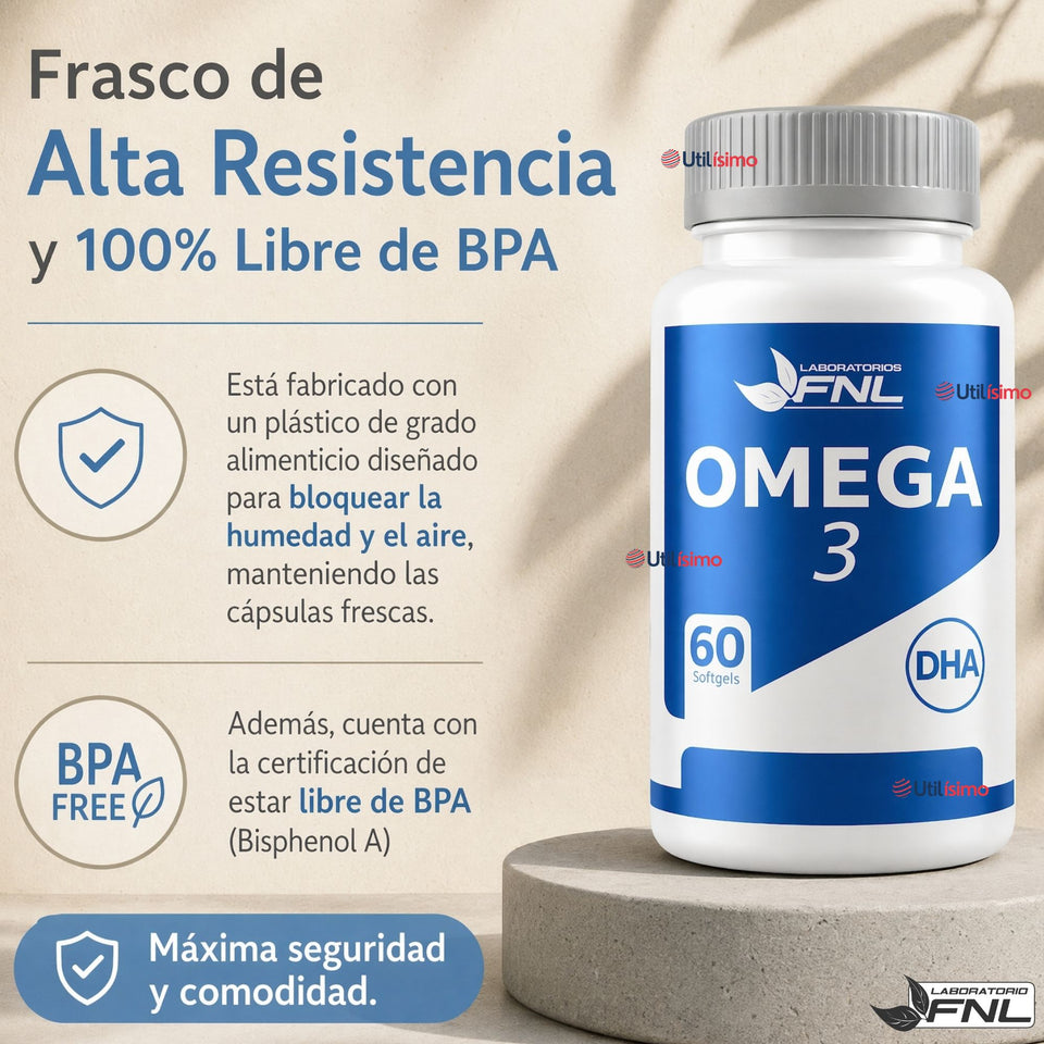 Omega 3 FNL 60 Capsulas Aceite De Pescado + Dha + Epa Sin Sabor