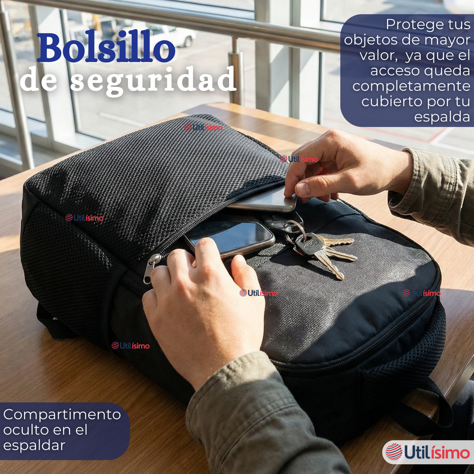 Mochila Escolar Ejecutiva Notebook Impermeable Resistente 53cm Negro 28L