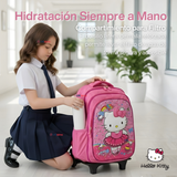 Mochila Escolar Hello Kitty Bailarina Con Ruedas Desmontables + Estuche + Lonchera Niña Poliéster