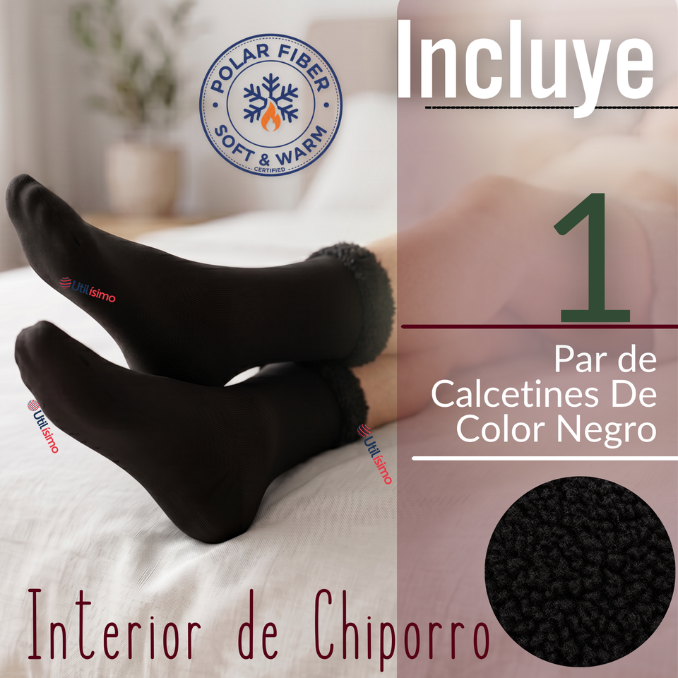 Calcetín Chiporro Mujer Ultra Térmico Negro Invierno Polar 1 Par
