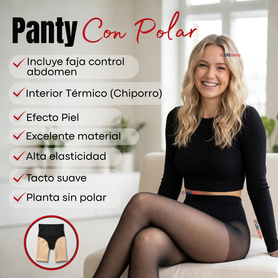 Pack 3 Calzas Pantys Efecto Piel Con Faja Polar Térmica Elasticada