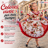 Vestido Chinita Huasa Niña Rojo Floreado Cueca Fiestas Patrias