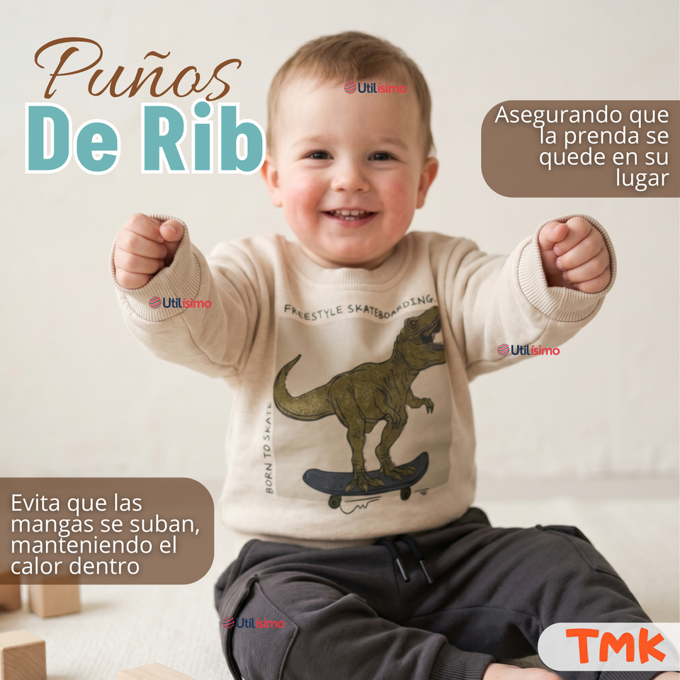 Conjunto Buzo Polerón 2 Piezas Bebé Niño Dino Street